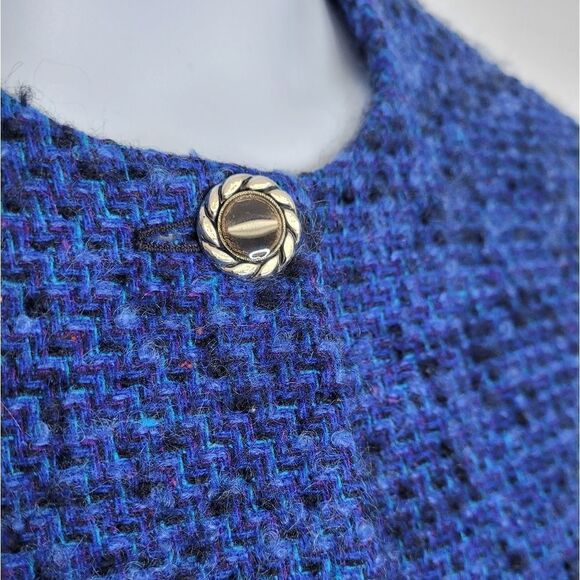 VINTAGE 70s Pendleton suit blue tweed academia wool skirt set S/M - Picture 3 of 14